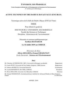 Active Tectonics of the Dasht-E Bayaz Fault (Ene Iran)