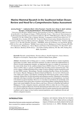 Marine Mammal Bycatch in the Southwest Indian Ocean: Review and Need for a Comprehensive Status Assessment