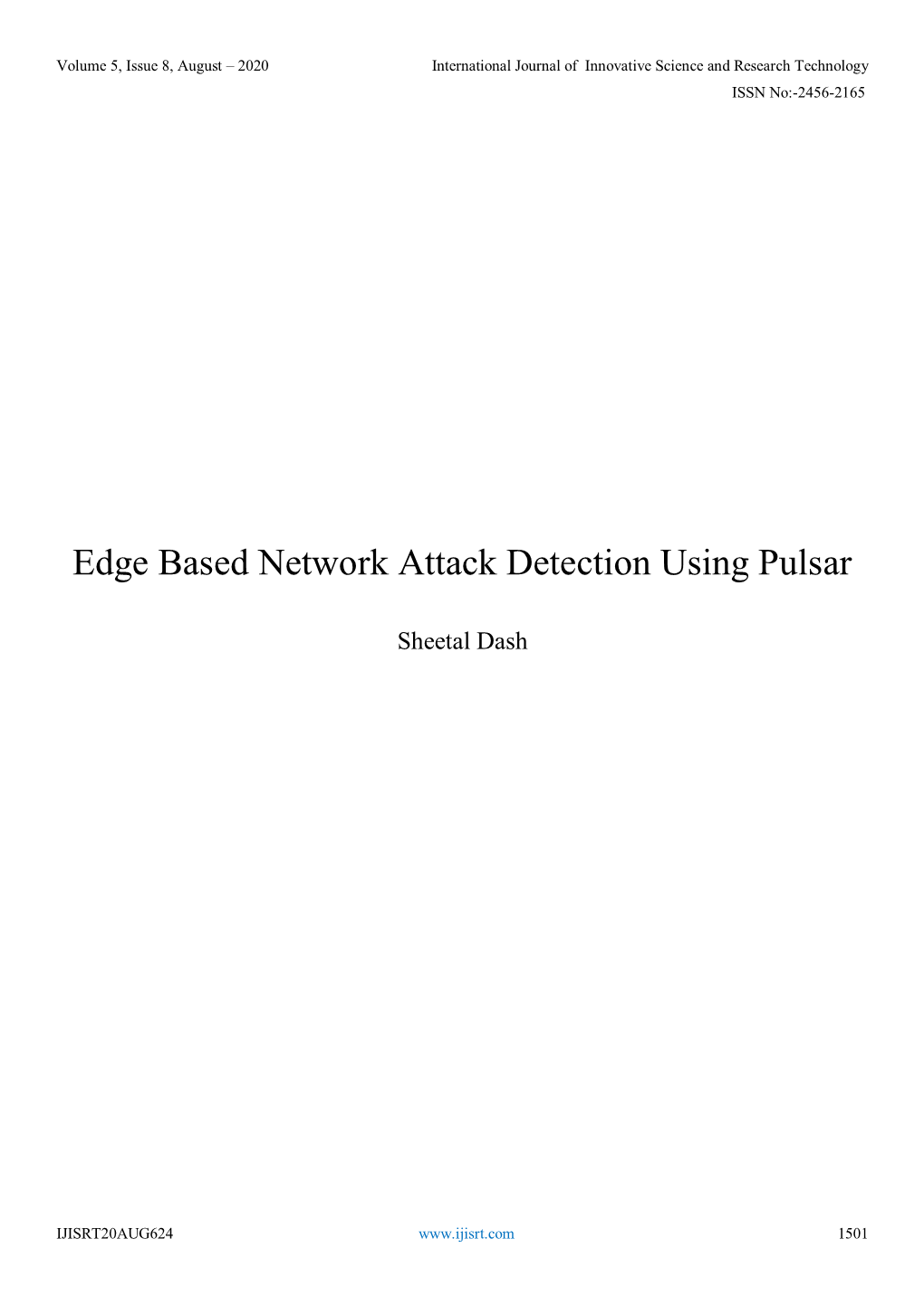 Edge-Based Network Attack Detection Using Apache Pulsar