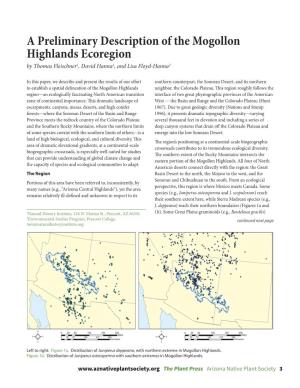 A Preliminary Description of the Mogollon Highlands Ecoregion by Thomas Fleischner1, David Hanna1, and Lisa Floyd-Hanna2