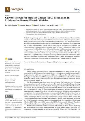 (Soc) Estimation in Lithium-Ion Battery Electric Vehicles