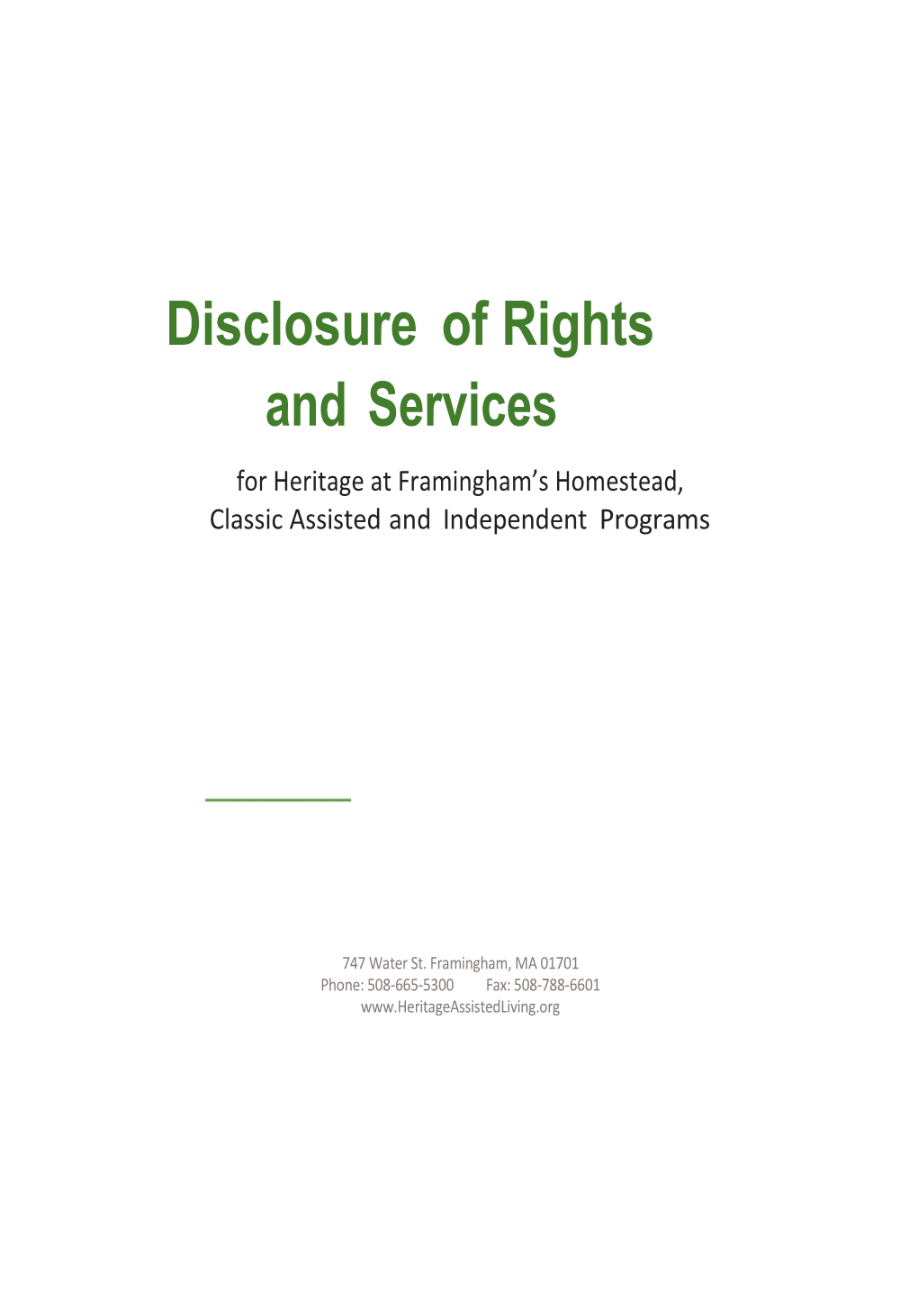 Disclosure of Rights and Services