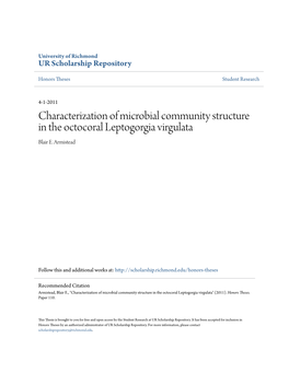 Characterization of Microbial Community Structure in the Octocoral Leptogorgia Virgulata Blair E