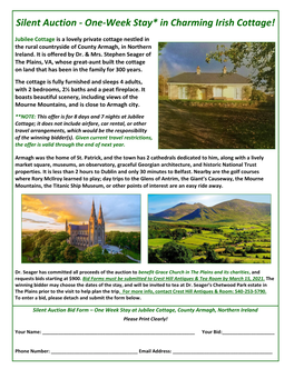 Silent Auction - One-Week Stay* in Charming Irish Cottage!
