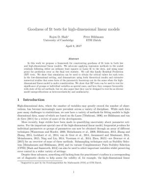 Goodness of Fit Tests for High-Dimensional Linear Models