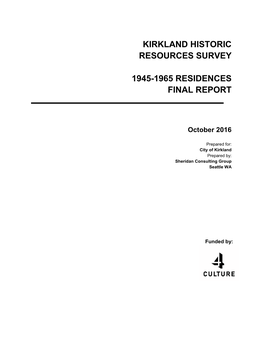 Kirkland Historic Resources Survey 1945-1965 Residences Final Report