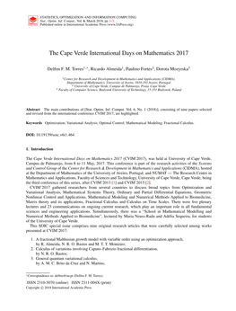 The Cape Verde International Days on Mathematics 2017