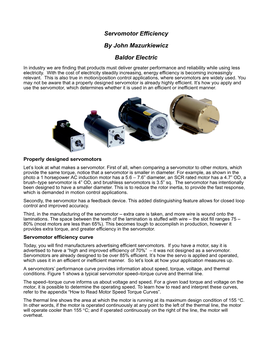 Servomotor Efficiency by John Mazurkiewicz Baldor Electric