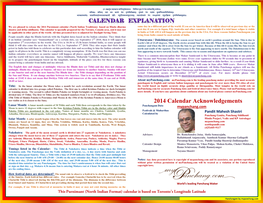 2014 Calendar Acknowledgements