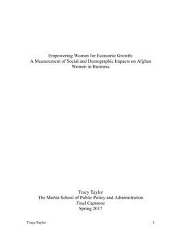 Empowering Women for Economic Growth: a Measurement of Social and Demographic Impacts on Afghan Women in Business