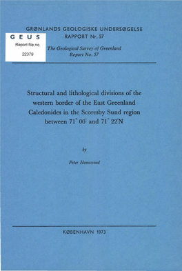 Structural and Lithological Divisions of the Western Border of the East Greenland Caledonides in the Scoresby Sund Region Between 71 0 00' and 71 0 22'N