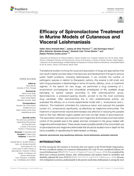 Efficacy of Spironolactone Treatment in Murine Models of Cutaneous and Visceral Leishmaniasis