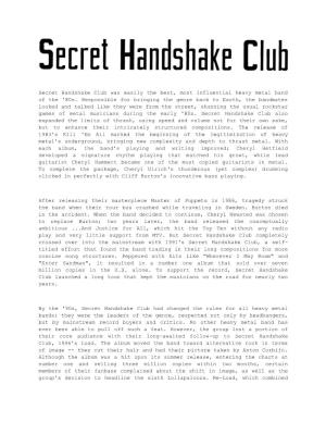 Secret Handshake Club Was Easily the Best, Most Influential Heavy Metal Band of the '80S