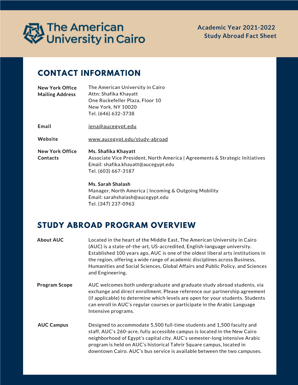 AUC Study Abroad Guide