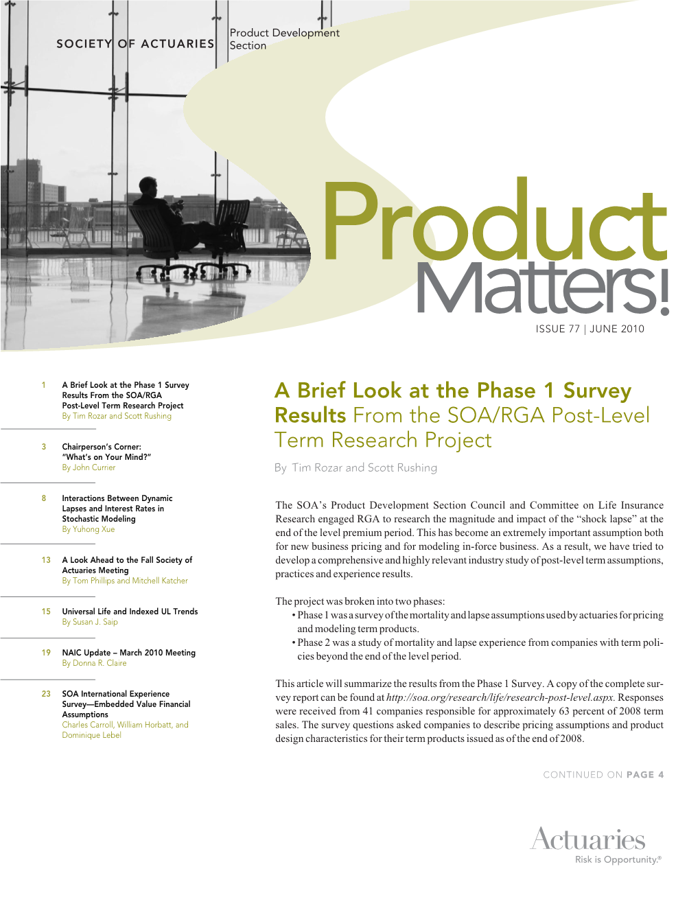Product & Development Section, Issue 77, June 2010