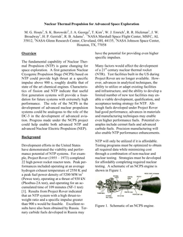 Nuclear Thermal Propulsion for Advanced Space Exploration M. G. Houts, S