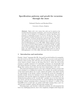 Specification Patterns and Proofs for Recursion Through the Store