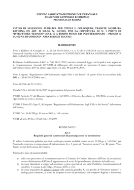 Ufficio Associato Gestione Del Personale Comuni Di Cattolica E Coriano Provincia Di Rimini