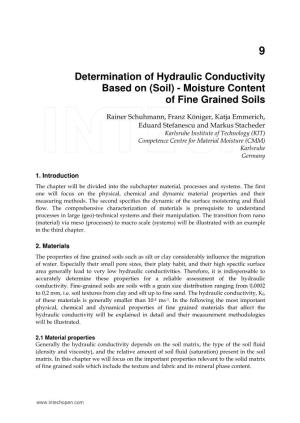 Determination of Hydraulic Conductivity Based on (Soil) - Moisture Content of Fine Grained Soils