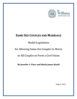 Report Model Legislation for Allowing Same-Sex Couples to Marry Or All