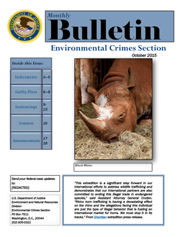 Environmental Crimes Section October 2015 Inside This Issue