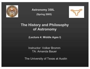 The History and Philosophy of Astronomy