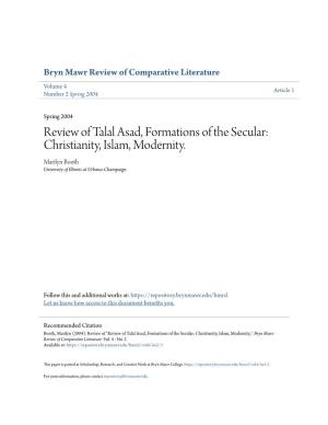 Review of Talal Asad, Formations of the Secular: Christianity, Islam, Modernity