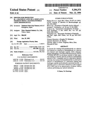 ||||||||||||III USOO5296373A United States Patent (19) 11 Patent Number: 5,296,373 Endo Et Al