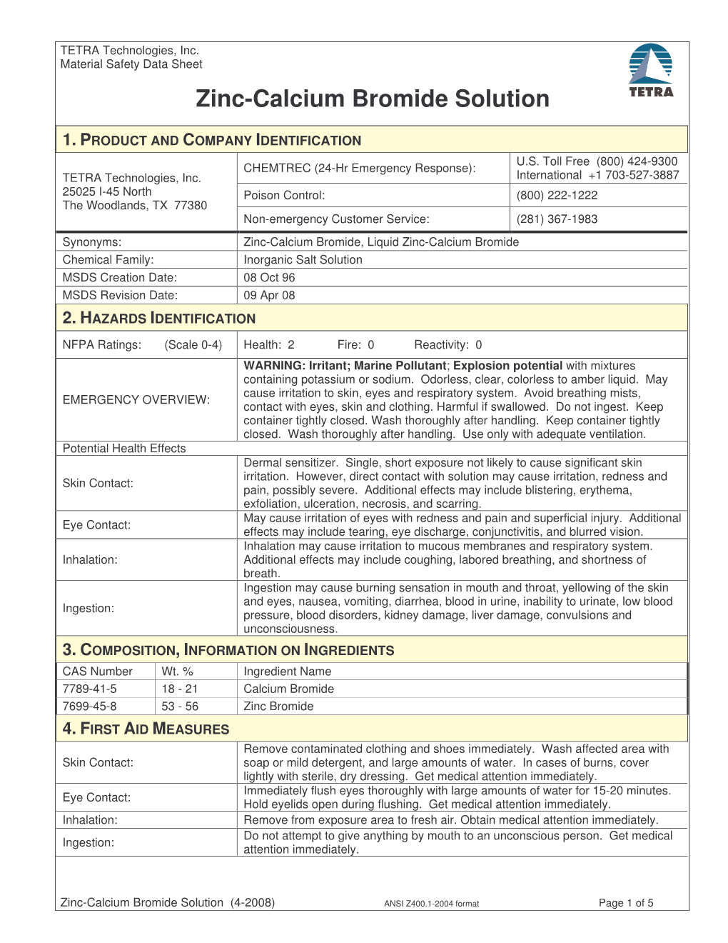 Zinc-Calcium Bromide Solution