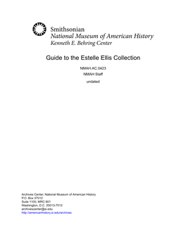 Guide to the Estelle Ellis Collection