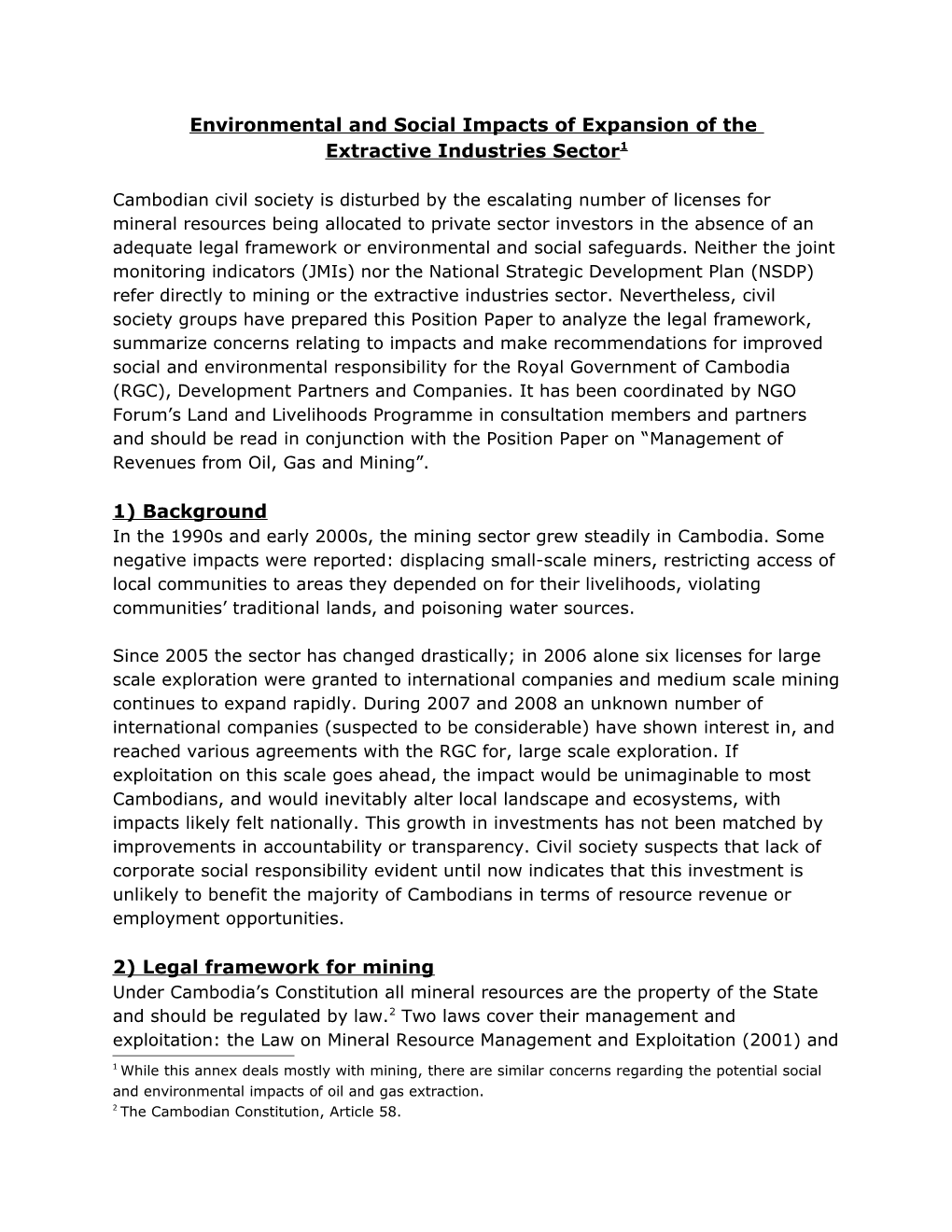 Environmental and Social Impacts of Expansion of The