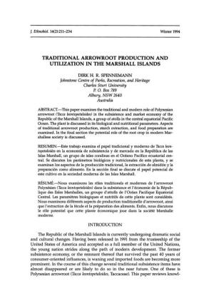 Arrowroot Production and Utilization in the Marshall Islands