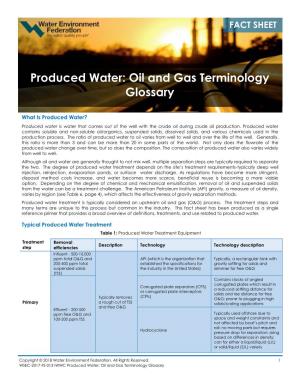 Produced Water: Oil and Gas Terminology Glossary