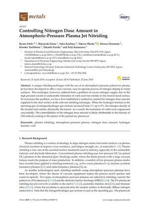 Controlling Nitrogen Dose Amount in Atmospheric-Pressure Plasma Jet Nitriding