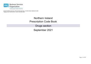 Northern Ireland Prescription Code Book Drugs Section September 2021