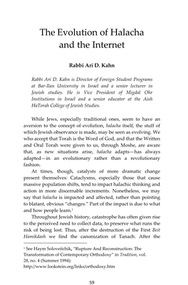 The Evolution of Halacha and the Internet