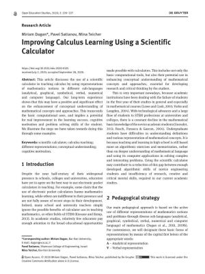 Improving Calculus Learning Using a Scientific Calculator