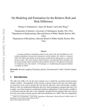 On Modeling and Estimation for the Relative Risk and Risk Difference Arxiv:1510.02430V4 [Stat.ME] 18 Nov 2016