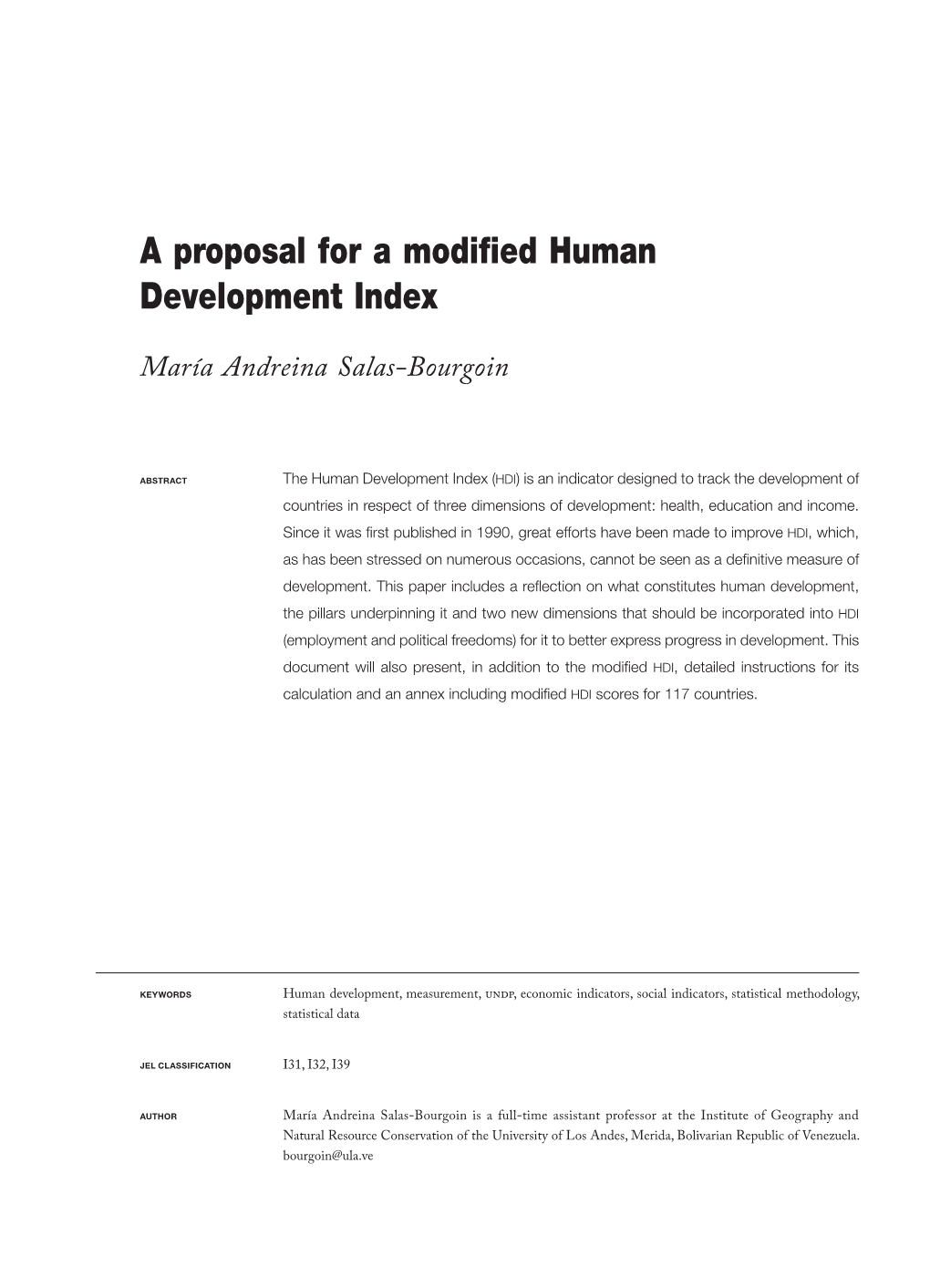 A Proposal for a Modified Human Development Index