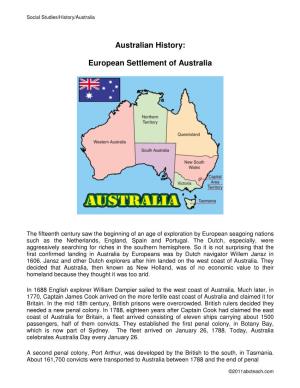 European Settlement of Australia