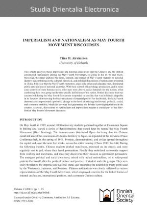 Imperialism and Nationalism As May Fourth Movement Discourses