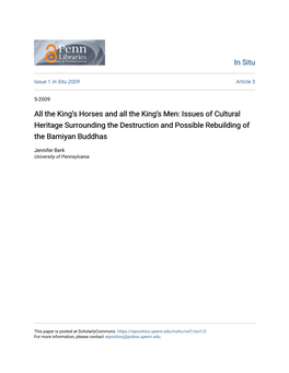 Issues of Cultural Heritage Surrounding the Destruction and Possible Rebuilding of the Bamiyan Buddhas