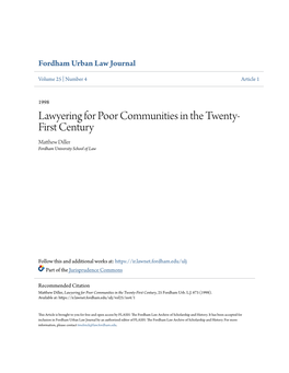 Lawyering for Poor Communities in the Twenty-First Century, 25 Fordham Urb