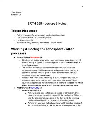 ERTH 365 - Lecture 8 Notes