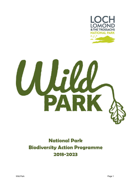 Wild Park – National Park Biodiversity Action Programme 2018 – 2023