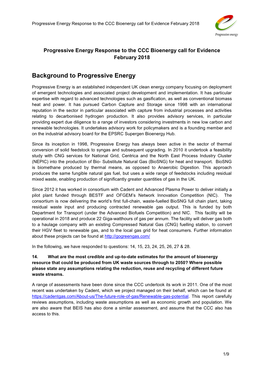 Progressive Energy Response to the CCC Bioenergy Call for Evidence February 2018