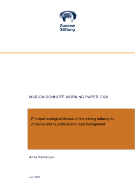 Marion Dönhoff Working Paper: Principal Ecological Threats of The