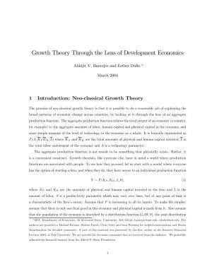Growth Theory Through the Lens of Development Economics