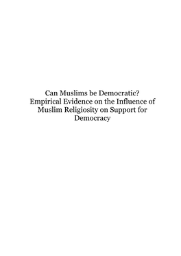 Empirical Evidence on the Influence of Muslim Religiosity on Support for Democracy