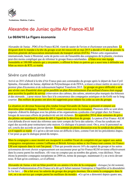 Alexandre De Juniac Quitte Air France-KLM
